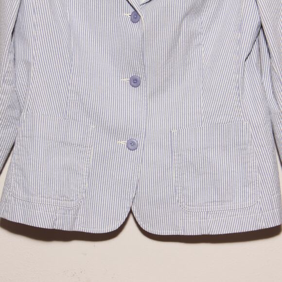 Vintage LL Bean Striped Blazer Jacket Size 12 Cotton Blend - Picture 4 of 11